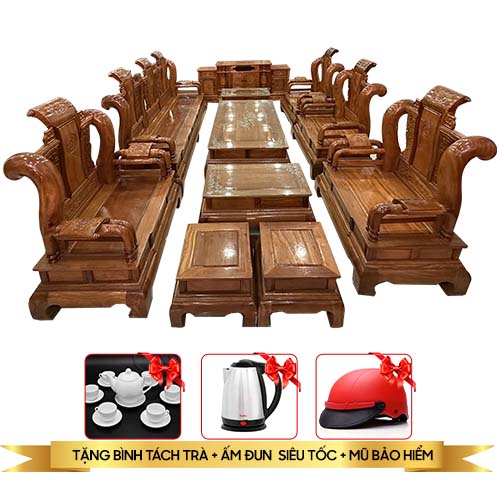 Bộ bàn ghế gỗ tò te tầng thủy hoàng 10 món