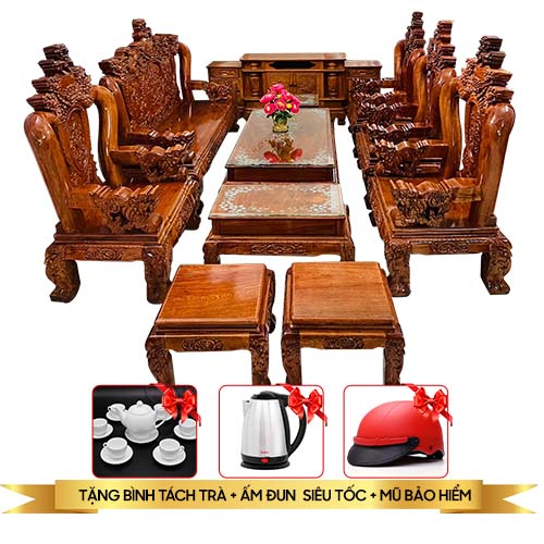 Bộ bàn ghế nghê đỉnh cột 12 ,10 món