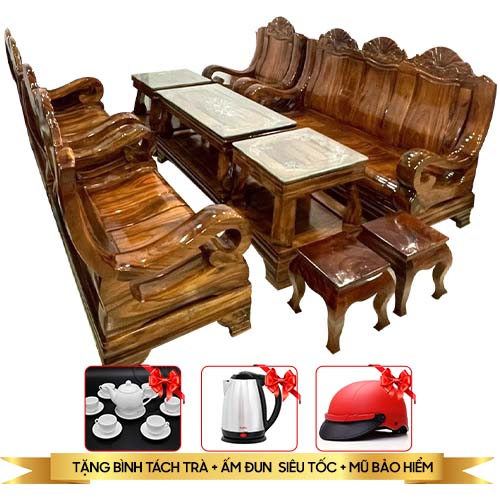 Bộ bàn ghế hoàng anh gỗ lim 8 ghế tay 12