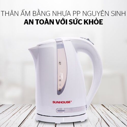 ẤM SIÊU TỐC NHỰA SUNHOUSE SHD1300 TRẮNG